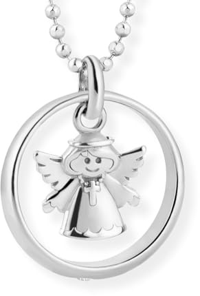 fish Kinderkette Mit Engel-Anhänger Aus Sterling Silber 925 Kristall