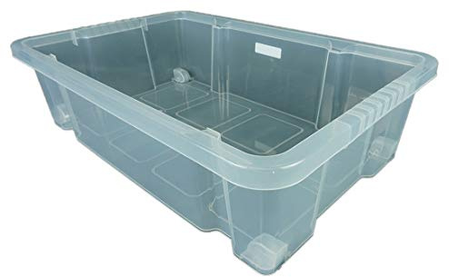 Novaliv Eurobox mit Deckel Rollen 45l 61x40x27 transparent Transparent Aufbewahrungsbox Groß light Stapelbox Stapelkiste Kiste Box Storage Boxes Multibox Plastic storage boxes