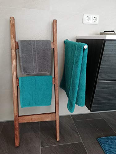 Leiter Holz, Kleiderleiter, Handtuchhalter, Kleiderständer, Dekoleiter Altes Holz Deko Holzleiter (100cm Braun)
