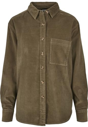 Urban Classics Damer Corduroy överdimensionerad skjorta skjorta, OLIV, XL