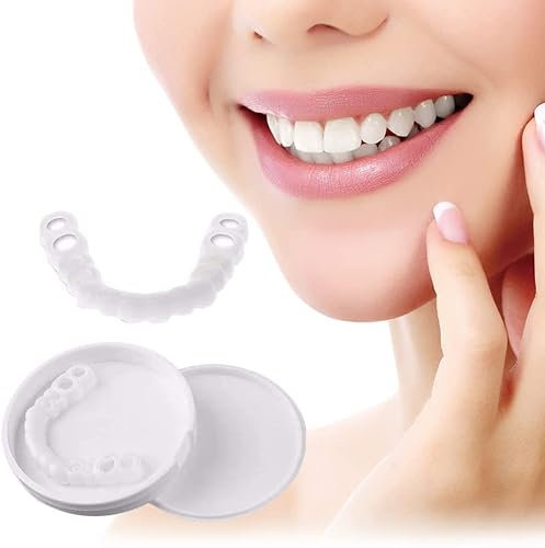 Provisorischer Zahnersatz, Instant Zähne Prothese Kleben, Perfekte Lächeln Snap-On Braces, Zähne Veneers, Zahnersatz Ober und Unterkiefer, Zähne Kosmetik, Wiederverwendbaren, Silikon - 2 Paare