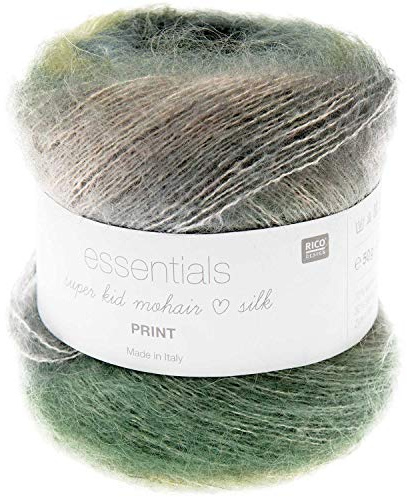 Rico Essentials Super Kid Mohair Loves Silk Print, Lacegarn Mohair Seide Farbverlauf zum Stricken und Häkeln, Lacewolle Nadelstärke 4,5 mm, 50g ca. 400m (010 Wald, Grundpreis: 36,98€/100g) | Silk Print, Lacegarn Mohair Seide Farbverlauf zum Stricken & Häkeln, Lacewolle Nadelstärke 4,5 mm, 50g ca. 400m