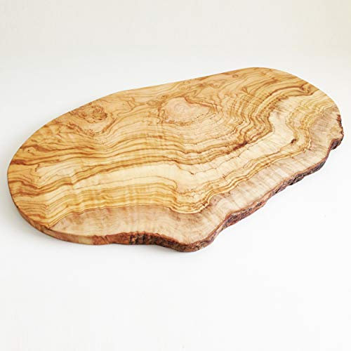 Generisch Tabla de cortar de madera de olivo de corte natural, longitud a elegir, hecha a mano (45 cm)