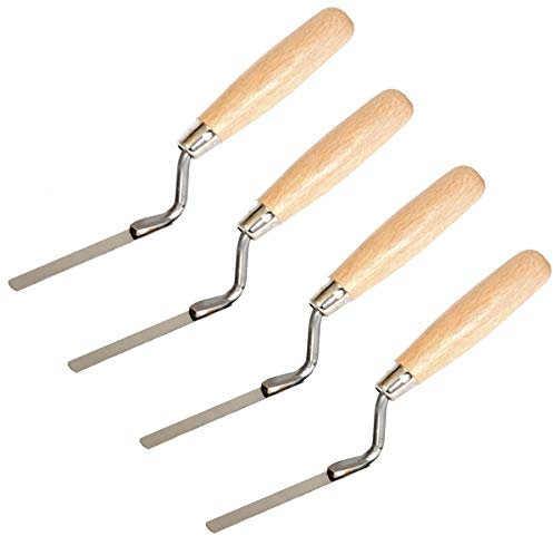Toolty Tuck Pointer Trowel, Stainless Steel Finger Pointing Trowel, Hand Tool - with Wooden Handle - Set 4 PCS 8, 10, 12, 14mm - Bricklayer, DIY - TLTY-S001