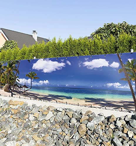 MyMaxxi Balkon Sichtschutz | Strand 03 3 x 1,2m | Abdeckung für Terrasse Balkon | Windschutz Sonnenschutz Blickdicht | Balkonverkleidung wetterfest Sichtschutz Zaun | Verkleidung
