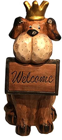 Skulptur Dekoration Outdoor Garten Hund-förmige Welcome Card Courtyard Gartening Retro Tierskulptur Dekoration Ornamente, gebraucht für Rasen Restaurant Hotel Dekorieren Dekor Gartenskulptur Ornamente
