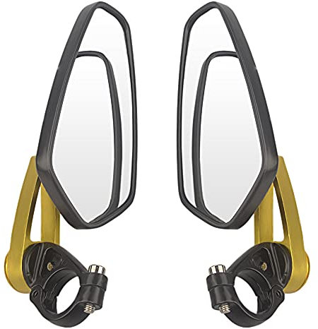 Motorrad RüCkspiegel Universal 7/8 Motorrad-Griff-Barende-Rückspiegel Motorrad Spiegel (Color : Gold)