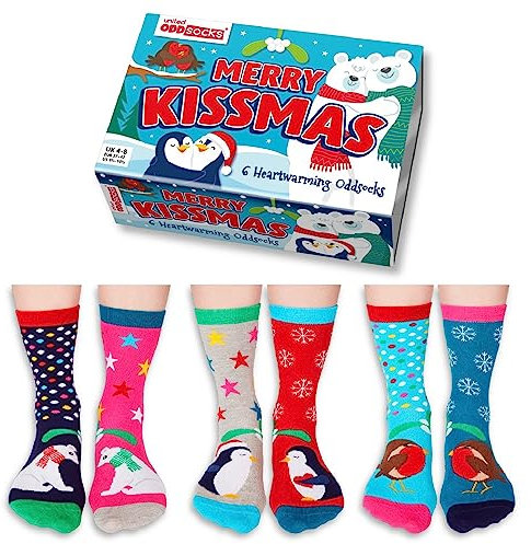 Merry Kissmas Weihnachten Oddsocks Socken in 37-42 im 6er Set - Strumpf