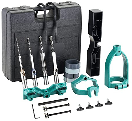 YUCHENGTECH Bench Drill Locator Set Woodworking Bench Mortiser Square Hole Chisel Drilling Machine Mortising Bench Drill Tool for Mortising Chisels with 4 Bits Steel