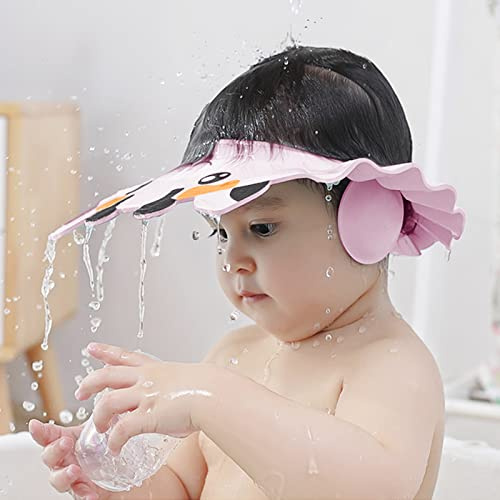 Duschhaube Baby Kleinkinder Shampoo Schutz Verstellbare Shampoo Kappe Faltbare Badekappe Baden Duschen Augenschutz Ohrenschutz Cartoon Badeschutz Wasserdichter Duschhut Kappe für Kinder ab 6 Monaten