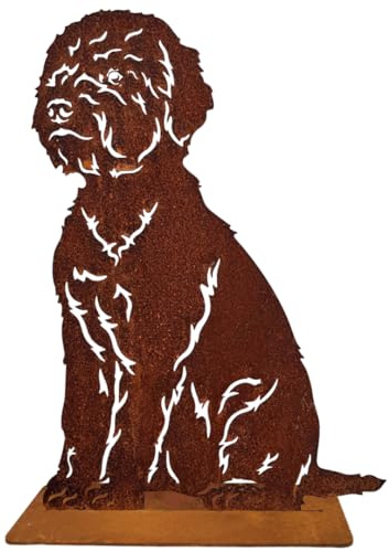 Terma Stahldesign Edelrost Hund Verschiedene Rassen, Handmade Germany, tolle gartendeko aus Rost-Metall, deko rostoptik, Rostfiguren Tiere, rostfiguren Garten, Rostdeko (Lagotto Romagnolo 75cm)