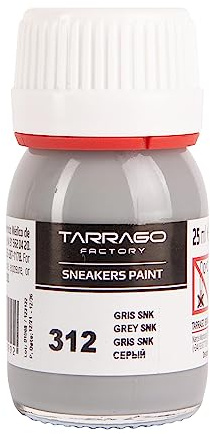 Tarrago Couleur pour chaussures Gris SNK, flacon de 25 ml, avec brosse et éponge, pour cuir lisse, cuir synthétique ou toile