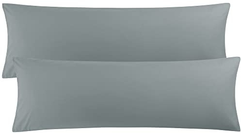 PiccoCasa 2er Set Kissenbezug 50x160 cm Seitenschläferkissen Bezug aus Mikrofaser mit Hotelverschluss, Ultra weich und atmungsaktiv, Dunkelgrau