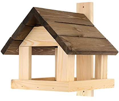 Vogelhäuschen aus Holz,Vogelhaus Wetterfestes Vogelhäuschen für Garten, Balkon, Zaun (Braun+ Natur)