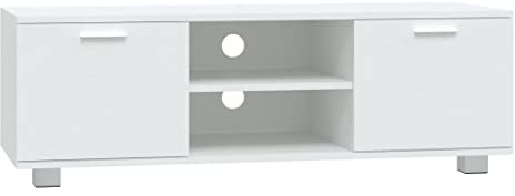 vidaXL TV Schrank TV Möbel Lowboard Fernsehschrank TV Tisch Beistellschrank HiFi-Schrank mit 4 Fächern Weiß 120x40,5x35cm Holzwerkstoff
