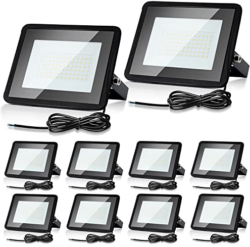 Joparri Focos LED Exterior, 10 Pcs 30W Foco Proyector 6000K Blanco Frío 2550LM IP66 Impermeable, LED Floodlight para Casa, Garaje, Patio, Terraza, Campo