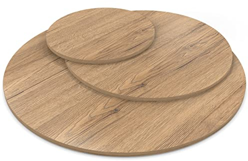 AUPROTEC Tischplatte 19mm rund Ø 1400 mm Eiche Sanremo Classic Holzplatte melaminharzbeschichtet Spanplatte mit Umleimer ABS Kante Auswahl: 140 cm
