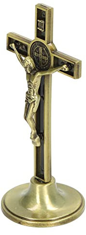 FOLOSAFENAR Crucifijo Cruz de Pared,Crucifijo Católico Vertical Hecho a Mano Aleación de Zinc Metal Hermoso para Tocadores(Color Cobre)