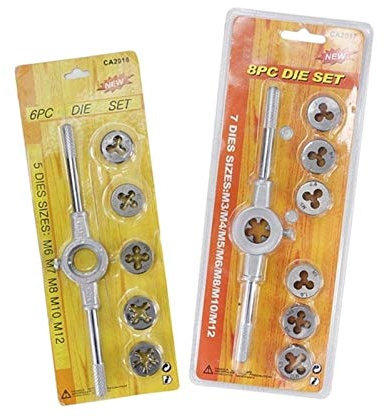 Bohrer-Set 6pcs/8pcs M3 M4 M5 M6 M7 M8 M10 M12 Matrizenschlüssel-Satz Metrisches Gewindebohrer- und Matrizen-Set Legierter Stahl-Gewinde-Matrizen-Satz Handwerkzeuge Schraubgewindebohrer Lange Bohre