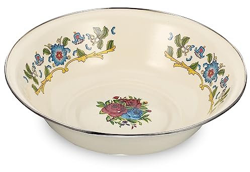 UPKOCH Ciotola Smaltata Da 30 Cm Per Zuppa e Miscelazione, Bacinella Smaltata Vintage in Stile Retrò Pomello Sul Coperchio, Contenitore Smaltato Multifunzionale Per Cucina e Conservazione Domestica