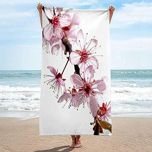 Telo Spiaggia Grande In Microfibra, Stampa Fiore Di Pesco Rosa 3D Rettangolo Antisabbia Asciugatura Rapid Leggero Asciugamano Da Spiaggia Leisure Telo Per Piscina, Picnic E Vacanze 80 X 160 Cm