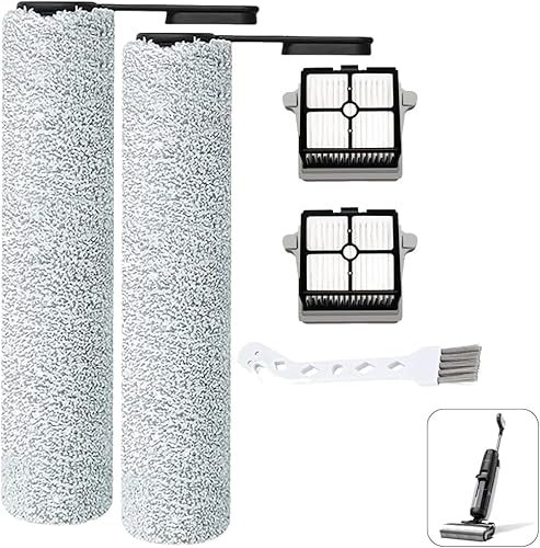 MYAYD Replacement Brush Roll & HEPA Filter for Tineco FLOOR ONE S7 PRO Cordless Wet and Dry Vacuum Cleaner, 2 Brush Rollers, 2 Filters,1 Cleaning Brush