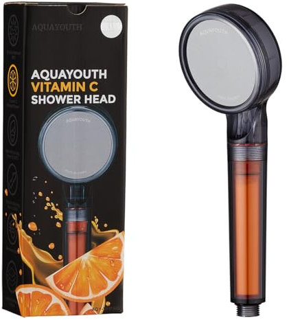 AquaYouth Vitamin C Hand Shower Head | Built-in vitamin C + ceramic balls reduce chlorine and chloramine, while improving skin and hair health