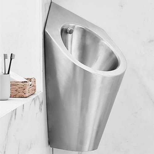 MegLob Wandecke Urinal Für Männer, Raumsparendes Urinal Zum Gebrauch in Der Ecke, Wandmontiertes Kleines Urinal Für Kleine Toiletten, Kommerzielles Edelstahl Urinal Für Winziges Badezimmer,Set 2