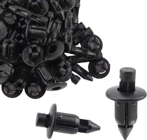 Alrens 40 unids Remache de Plástico Bicicleta Carenado Remache Clips de Remache de la Motocicleta Tornillos Spire Velocidad Clip Tuerca Negro Agujero de 6 mm con Compatible con Yamaha/con
