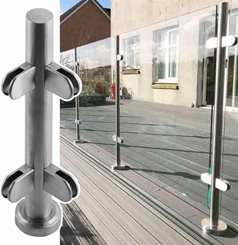 Pali for balaustra Palo for ringhiera in vetro for esterni interni, sistema di corrimano for balaustra in vetro for ponte for legno/cemento, patio 1 pz ( Color : Silver-corner Post , Size : 105cm/41.3