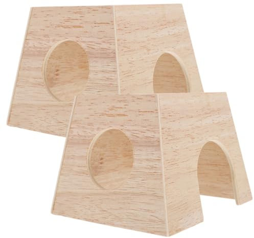 HAKIDZEL 2 Pièces Cabane en rondins de Trappe poulailler en Bois Cages pour Hamsters Animal de Compagnie Maisons et cachettes de hérissons Maison de Couchage de Poulet intérieur Rutine nid