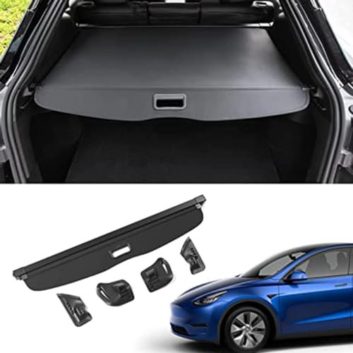 LUMZAG Auto Einziehbare Hintere Kofferraum Hutablage Für Tesla Model Y, Kofferraum Trennwand Vorhang Schattenschutz PrivatsphäRe Vorhang