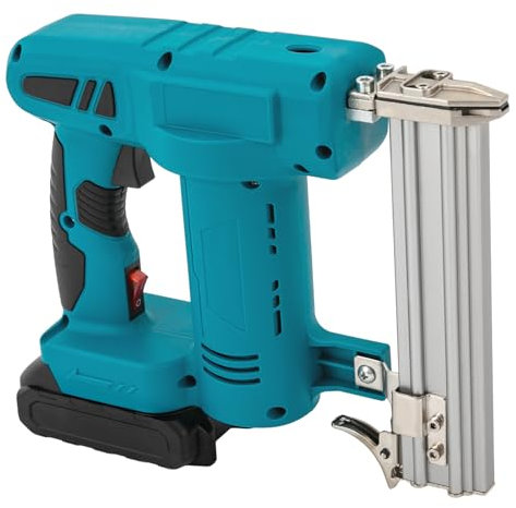 Kabellose Nagelpistole Drucklufttacker Nagelschussgerät mit Akku und Ladegerät, Hochleistungs-Nagelpistole für Holzarbeiten, 100W Motor, 2-in-1 Gerät, Inklusive Tragetasche - Perfekt für DIY (Blau)