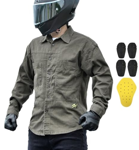 CBBI-WCCI Herren Motorradhemden Wasserdicht und Langlebig mit 5x CE Rüstung (DE/NL/SE/PL, Alphanumerisch, XL, Regular, Regular, Grün)