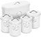 HEFTMAN White Kitchen Canister Set - Stylish 5 Piece Kitchen Storage Canisters for Bread, Biscuits - Sugar Coffee Tea Storage Set with Airtight Lids, Labelled Containers (5 PCS)