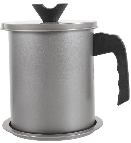 SHOWERORO Auslaufsicherer Öltopf Fettbehälter Fettsiebtopf Fettkanister Mit Sieb Fettkanne Mit Sieb Kochfettsiebdosen Speiseölhalter Flasche Olivenöl Fettsieb Und Behälter Grey Edelstahl 304