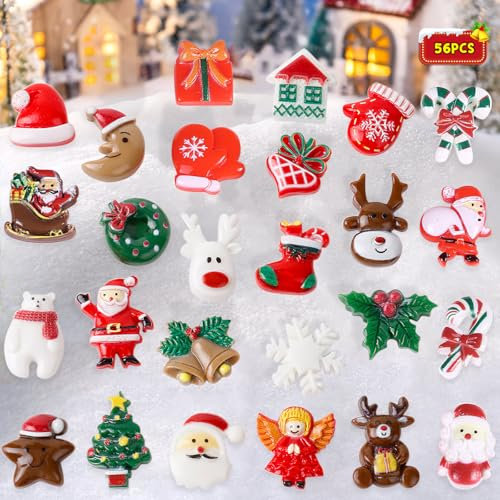 NOCHME Figurine Noel Miniature Resine Lot de 56 Père Noël Sapin Bonhomme Sapin Objet De Noël Déco pour Enfant Loisirs Créatifs, Scrapbooking, Christmas Petit Ornement Decorations