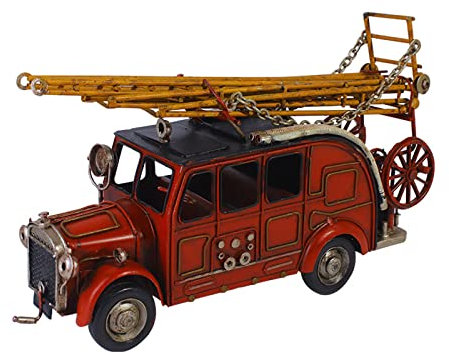 Ldabrye Échelle Camion Vintage Modèle Feu Ornement Rétro Fournitures Décoration Fête pour Intérieur Extérieur Voyage Camping Portable