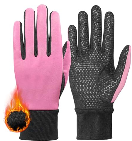 FINGER TEN Winter Golf Gloves Women Warm Left Hand Right Grip Cold Weather Value Pair, Womens Golf Glove Wear Resistant Non Slip Flexible Durability (M,Pink)