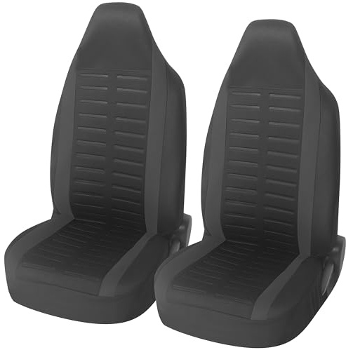 Upgrade4cars Autositzbezüge Set für Pilotensitze | Autositzbezug für die Vordersitze in Schwarz | Autoschonbezüge Universal mit integrierter Kopfstütze | Autozubehör Innenraum Deko