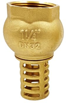 TopHomer DN32, valvola di non ritorno in ottone, valvola a pedale con filettatura interna a senso unico con filtro a maglie, valvola di non ritorno a maglie per pompe a getto, valvola di aspirazione