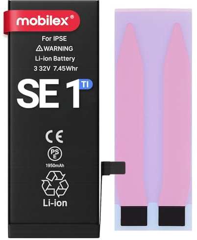 MOBILEX® Batteria per iPhone SE 1 (2016) | 1960mAh - OEM | Ricambio interno con adesivo | Chip IT | Alta capacità