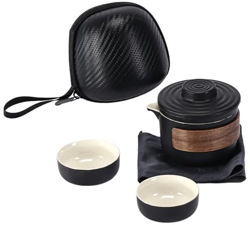 Service à thé compact Gongfu en céramique, mini théière avec filtre intégré, tasses à thé en porcelaine pour voyage en plein air, étui de protection et chiffon pour la maison, le bureau ou les voyages