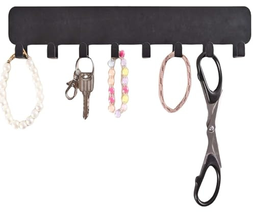 Ezranova Metall-Schlüsselhalter mit 8 Haken, Hakenleiste, selbstklebend, multifunktionaler Schlüsselhalter, Wand-Schlüsselhalter für den Flur, für Schlafzimmer, KücheBad, Wohnzimmer
