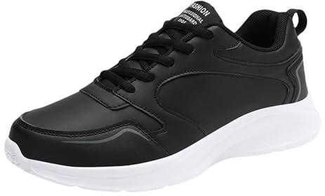 Generisch Sneaker da donna leggere, traspiranti, scarpe da ginnastica ortopediche, impermeabili, con tomaia in pelle, comode, per il tempo libero, Nero , 36 EU