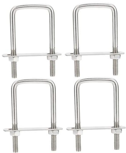 Pernos cuadrados U de 2 pulgadas de ancho, 4 piezas de pernos U Square, M8 70x110 mm de acero inoxidable a la derecha de 3 pulgadas de ancho para la instalación es un soporte de azotes estable, 2