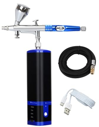 Pistola per Verniciare, Kit aerografo portatile, aerografo wireless con compressore, pistola a spruzzo elettrica portatile for colorare(Blauw)