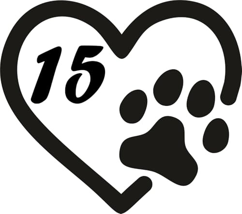 4 x Cute Love Heart Dog Paw Wheelie Bin Number Waterproof Sticker - Easy To Apply - Custom Recycling Box/House Number/Door Signs (16cm x 14cm (6.3 x 5.5))