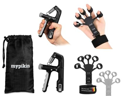 Handtrainingsset 4er-Pack Handtrainer 10-100KG Handstärker, 6-Stufen Fingertrainer, Griffkraft, Handgelenk Trainer, Einstellbare Widerstände und Aufbewahrungstasche, Batteriefrei