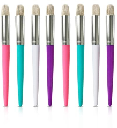 Paint Brushes - ShiningUU 8-Pack Washable Round Tip Brushes | Easy-Grip Handles for Acrylic, Watercolor & Oil Painting Art Supplies